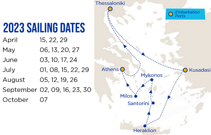 7-day cruise Idyllic Aegean - departure dates - itinerary map